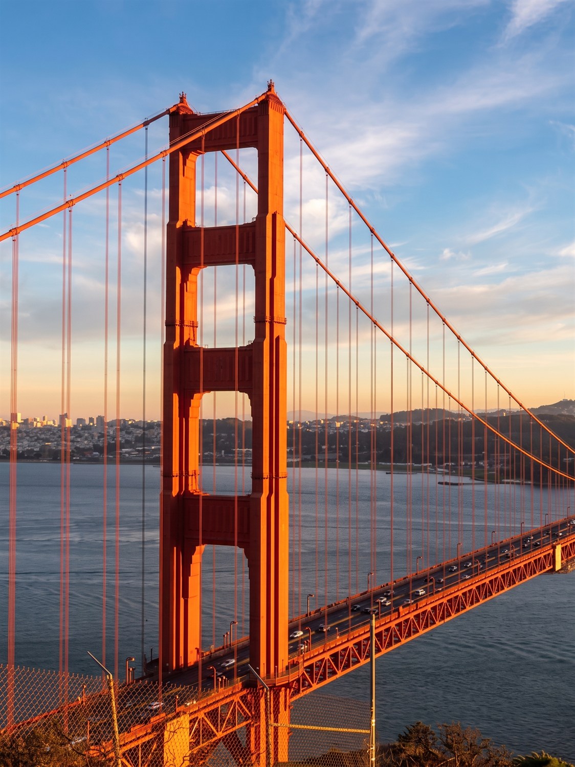 Frontier Tech — Golden Gate Bridge in golden sunlight